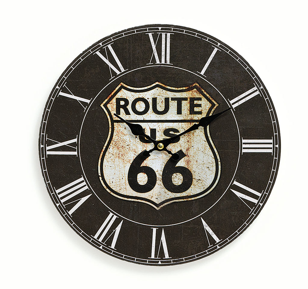 Wanduhr Holz Amerika USA Route 66 schwarz Holzuhr römische Ziffern