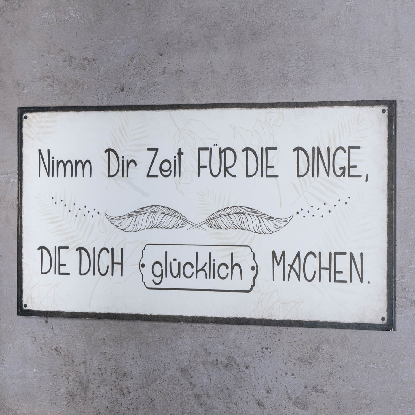 Wandbild 40x20cm Nimm dir Zeit Glück Spruch Deko Wandschild Freunde Bild Deko