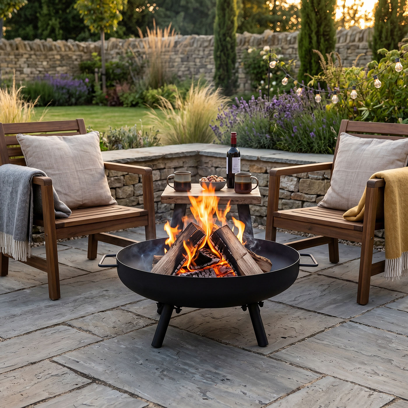 Feuerschale Garten 50cm Eisen Schwarz Feuerstelle Terrasse Outdoor Kamin Garten