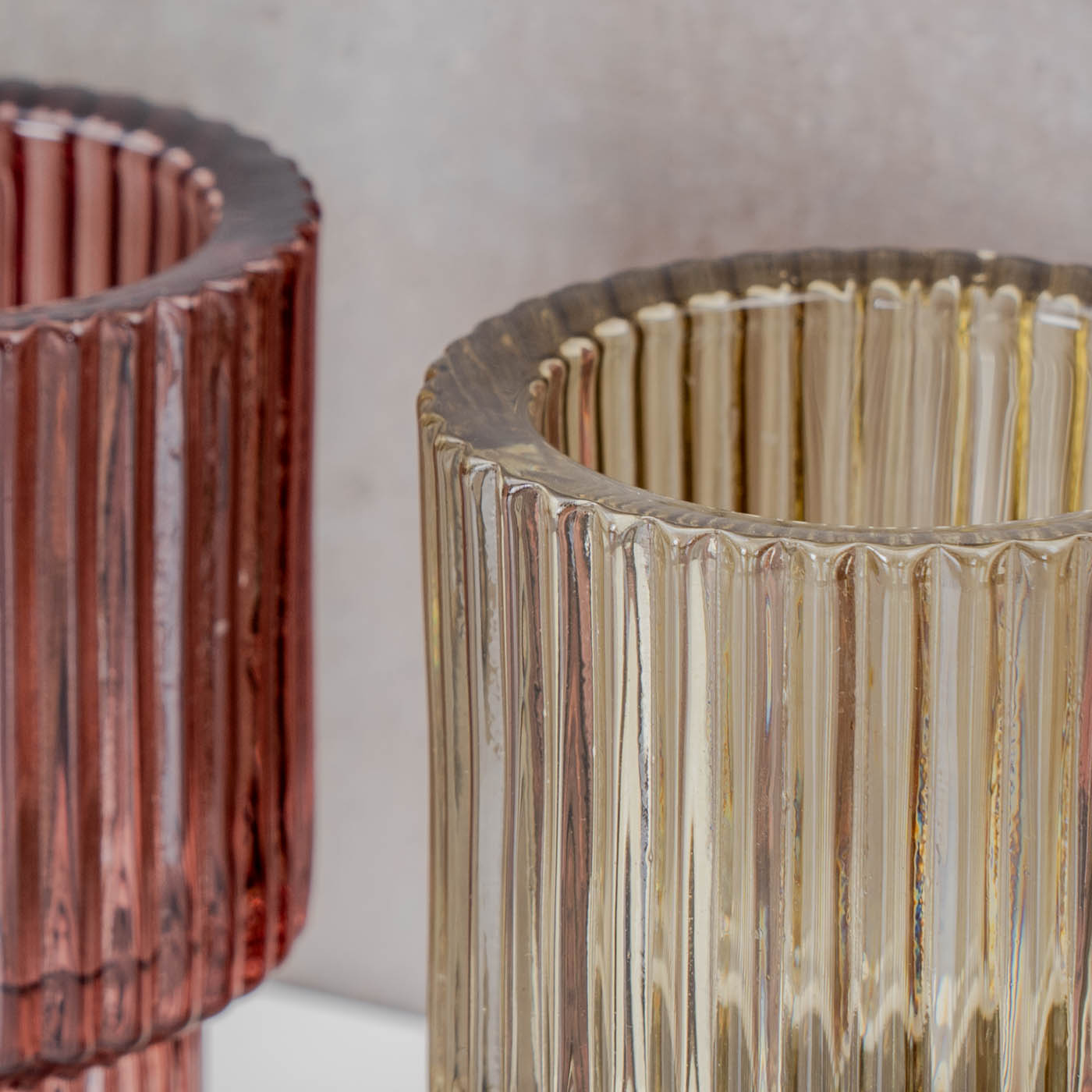 4er Set Kerzenständer Glas Rot Grün Stabkerzen Teelichthalter Kerzenhalter Deko