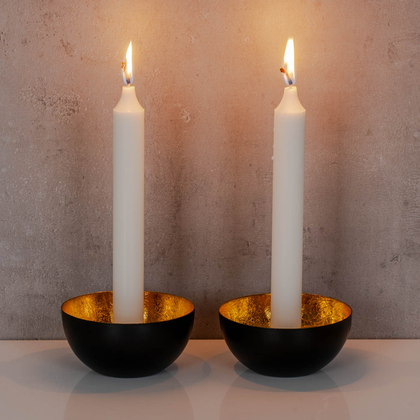 2er Set Kerzenhalter Schwarz Gold Metall Kerzenständer Tischdeko Kerze Deko