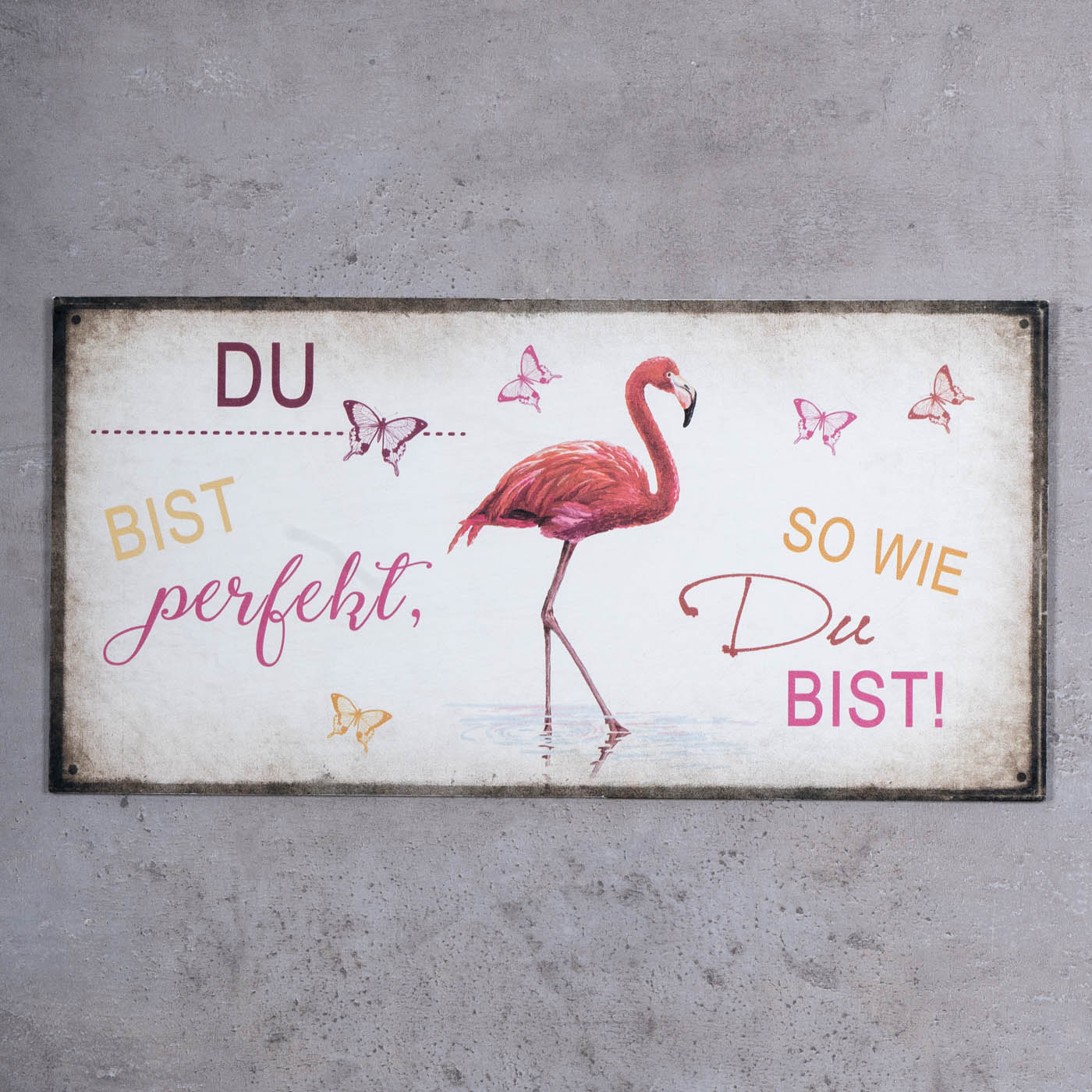 Wandbild 40x20cm Du bist perfekt Spruch Deko Wandschild Freunde Bild Wanddeko