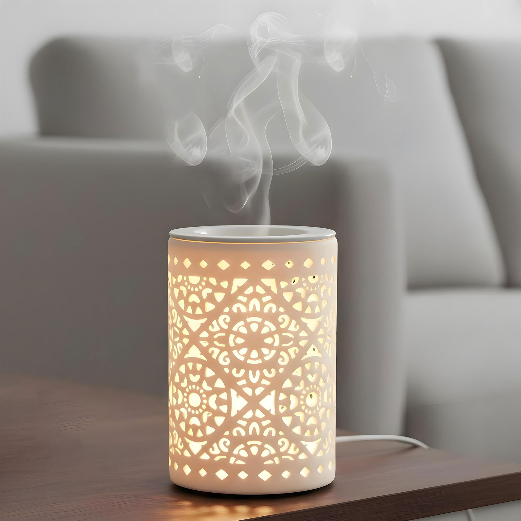 Elektrische Duftlampe Tischlampe Aromalampe Duftöl Licht Porzellan