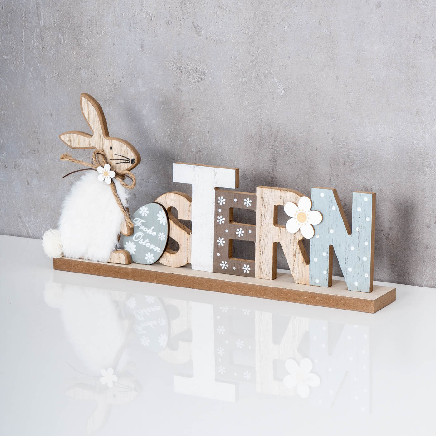 Schriftzug Ostern B x H: 34x17cm Hase Holz Tischdeko Bunt Aufsteller Deko Figur
