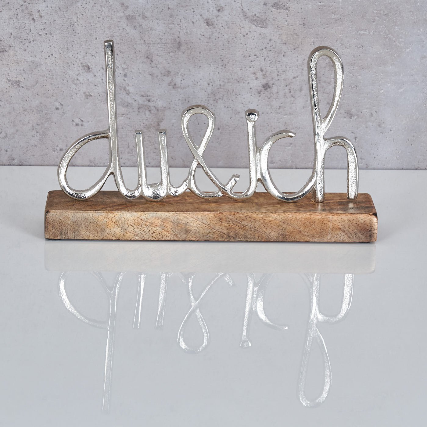 Schriftzug Du Und Ich L25cm Silber Mango Holz Tischdeko Geschenk Aufsteller Deko