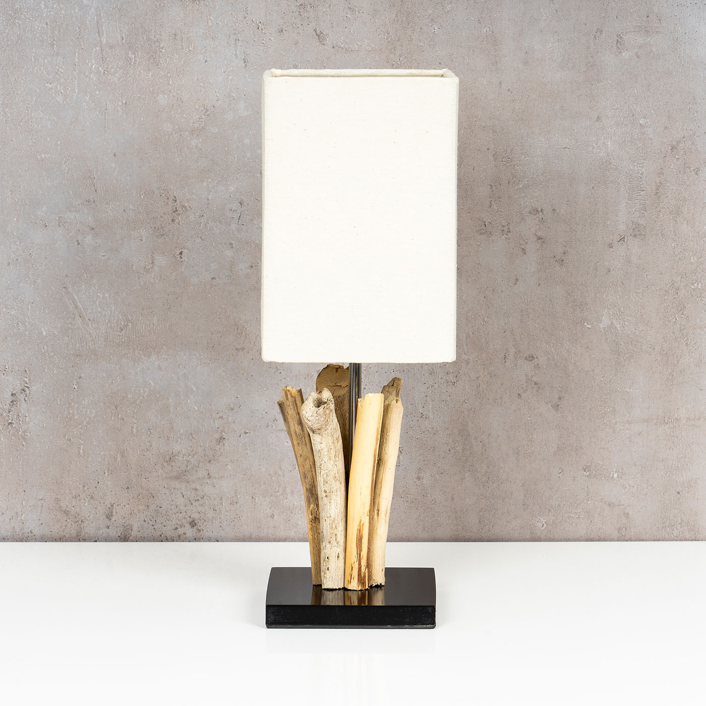 Tischlampe Höhe 41cm Treibholz Tischleuchte Holz Lampe Teakholz Deko Tischdeko