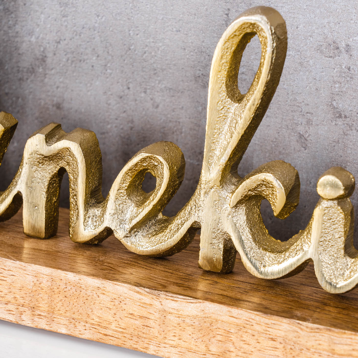 Sterneküche Schriftzug L40cm Metall Gold Mango Holz Tischdeko Deko Aufsteller