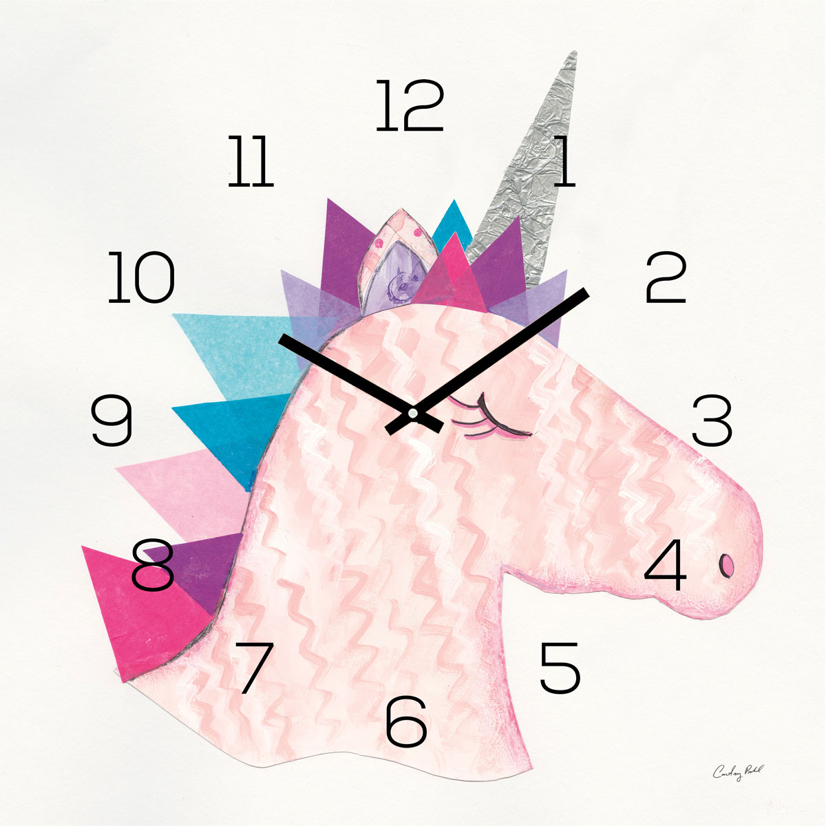 levandeo Wanduhr Glas 30x30cm Glasuhr Uhr Glasbild Unicorn Einhorn Rosa Deko