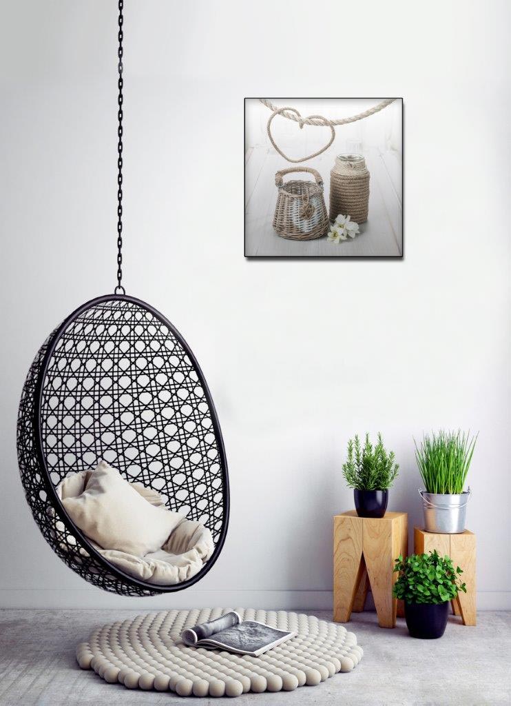 levandeo 2er Set Glasbild je 30x30cm Wandbild Glas Herz vintage shabby chic
