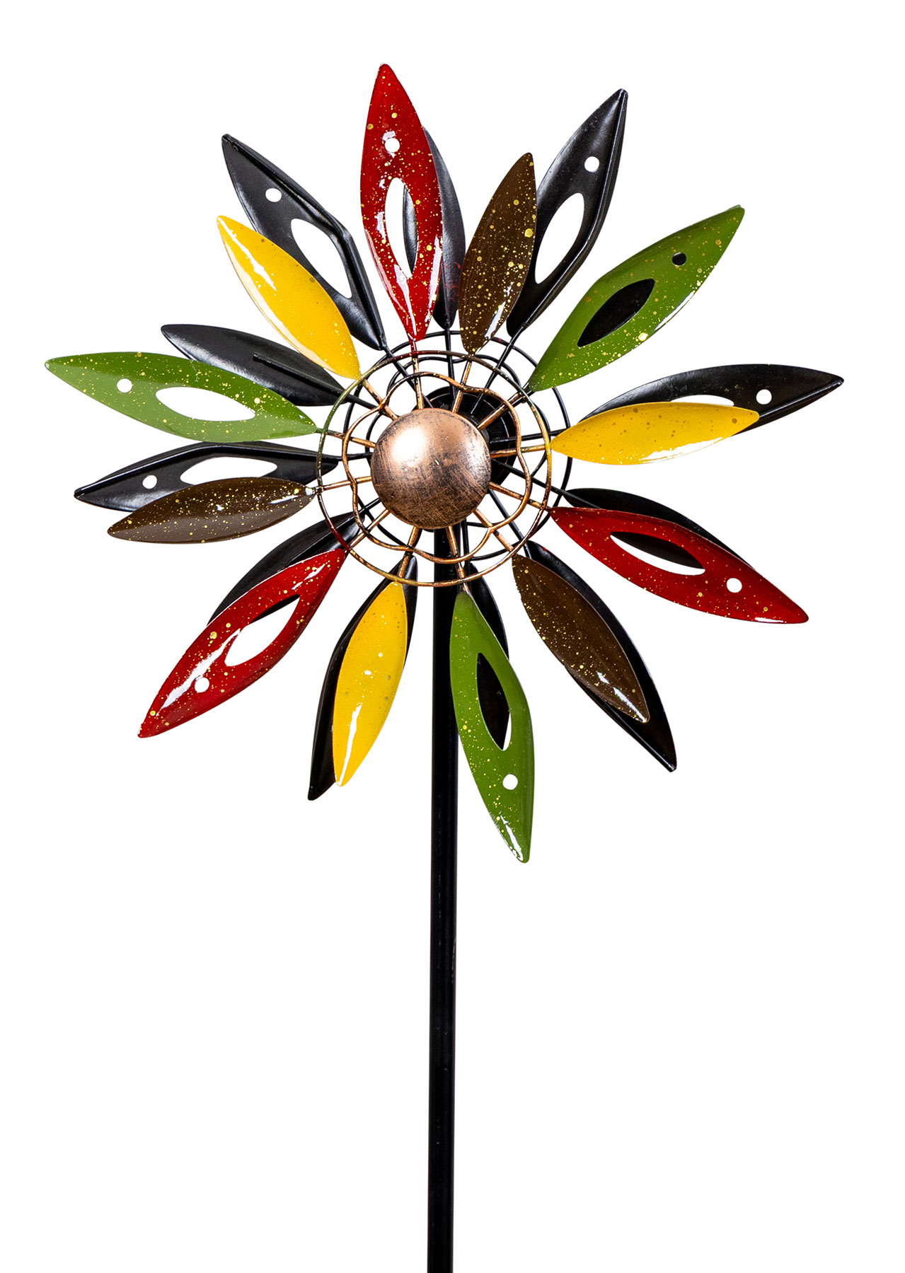 Gartenstecker Metall Windrad H120cm Blume Bunt Gartendeko Windmühle Windspiel