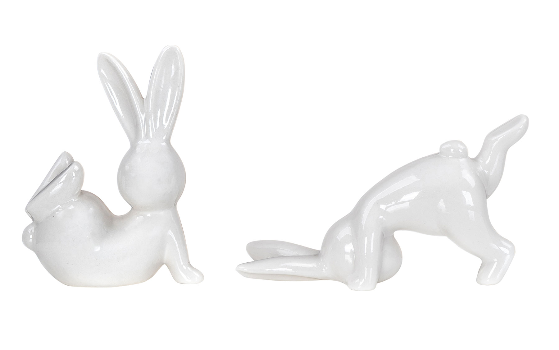 2er Set Deko Hasen H10cm Weiß Porzellan Figur Ostern Deko Aufsteller Tischdeko