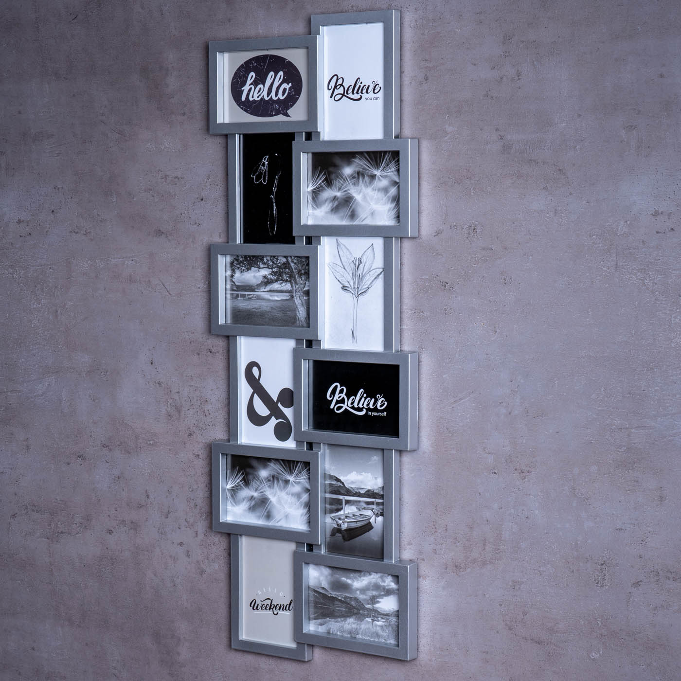 Bilderrahmen silber für 12 Fotos 3D Optik Galerie Fotogalerie Collage