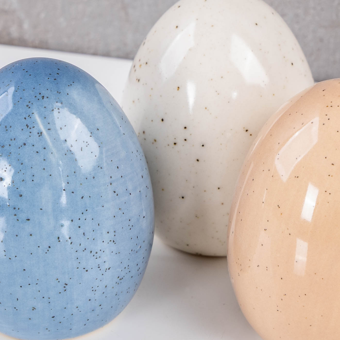 3er Set Deko-Eier Porzellan Blau Creme Beige Osterdeko Ostereier Tischdeko Ostern