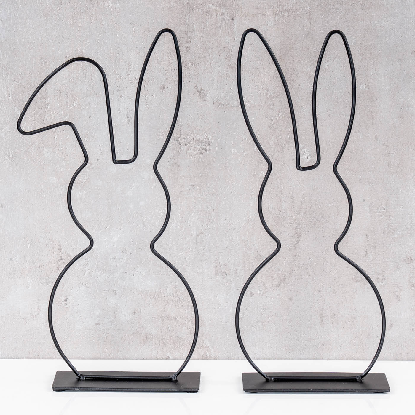 2er Set Aufsteller Hase Metall H30cm Schwarz Osterdeko Tischdeko Frühlingsdeko