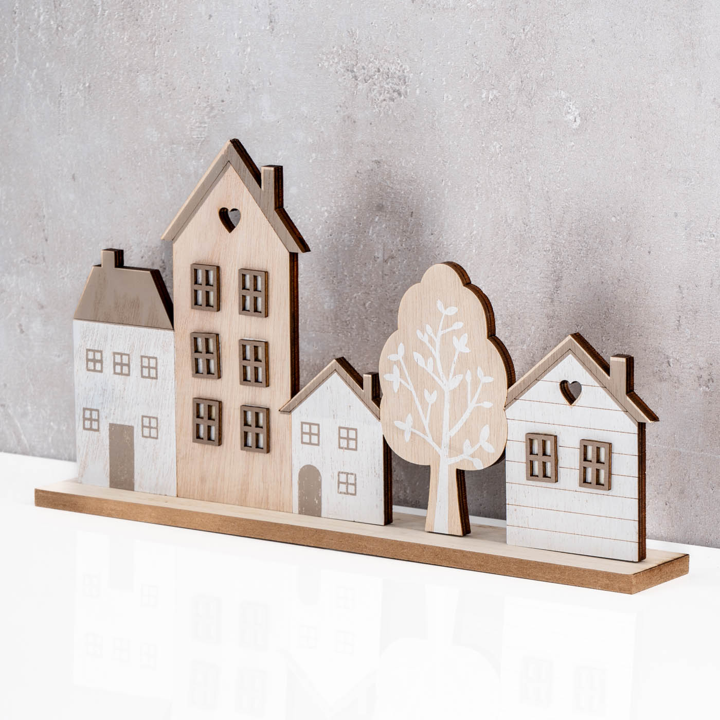 Deko Aufsteller Haus L30cm Natur Braun MDF Holz Häuser Tischdeko Dekohaus Herbst