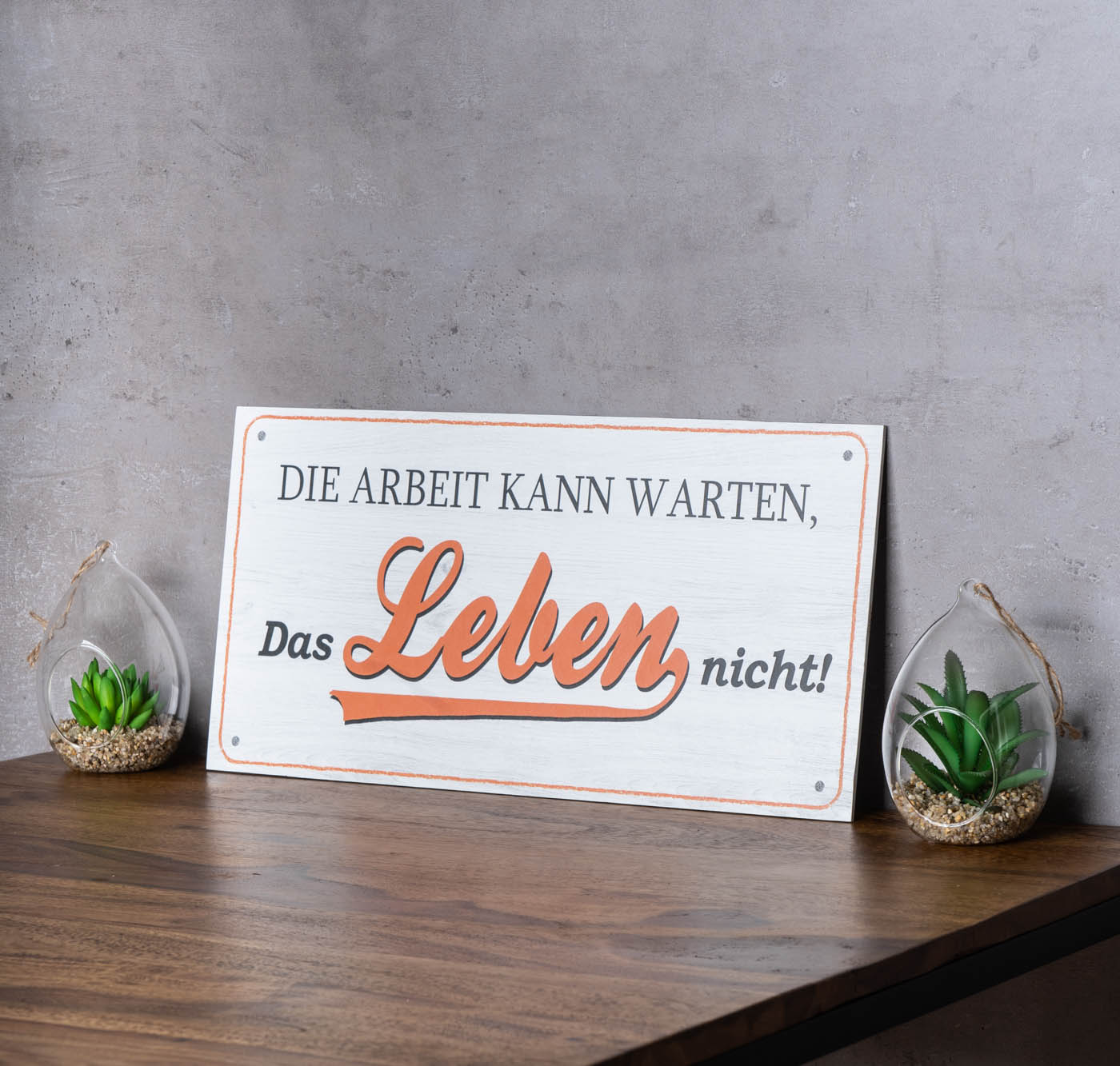 Wandbild 40x20cm Die Arbeit kann warten Spruch Deko Wandschild Freunde Bild Deko