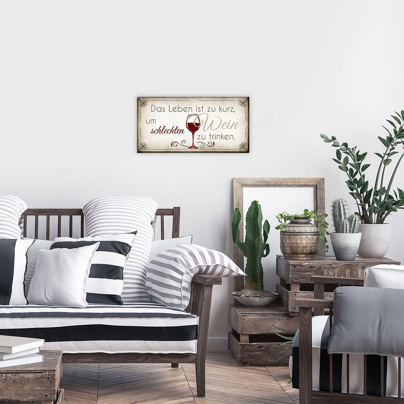 Wandbild 40x20cm Wein Spruch Küche Küchendeko Deko Wandschild Bild Wanddeko