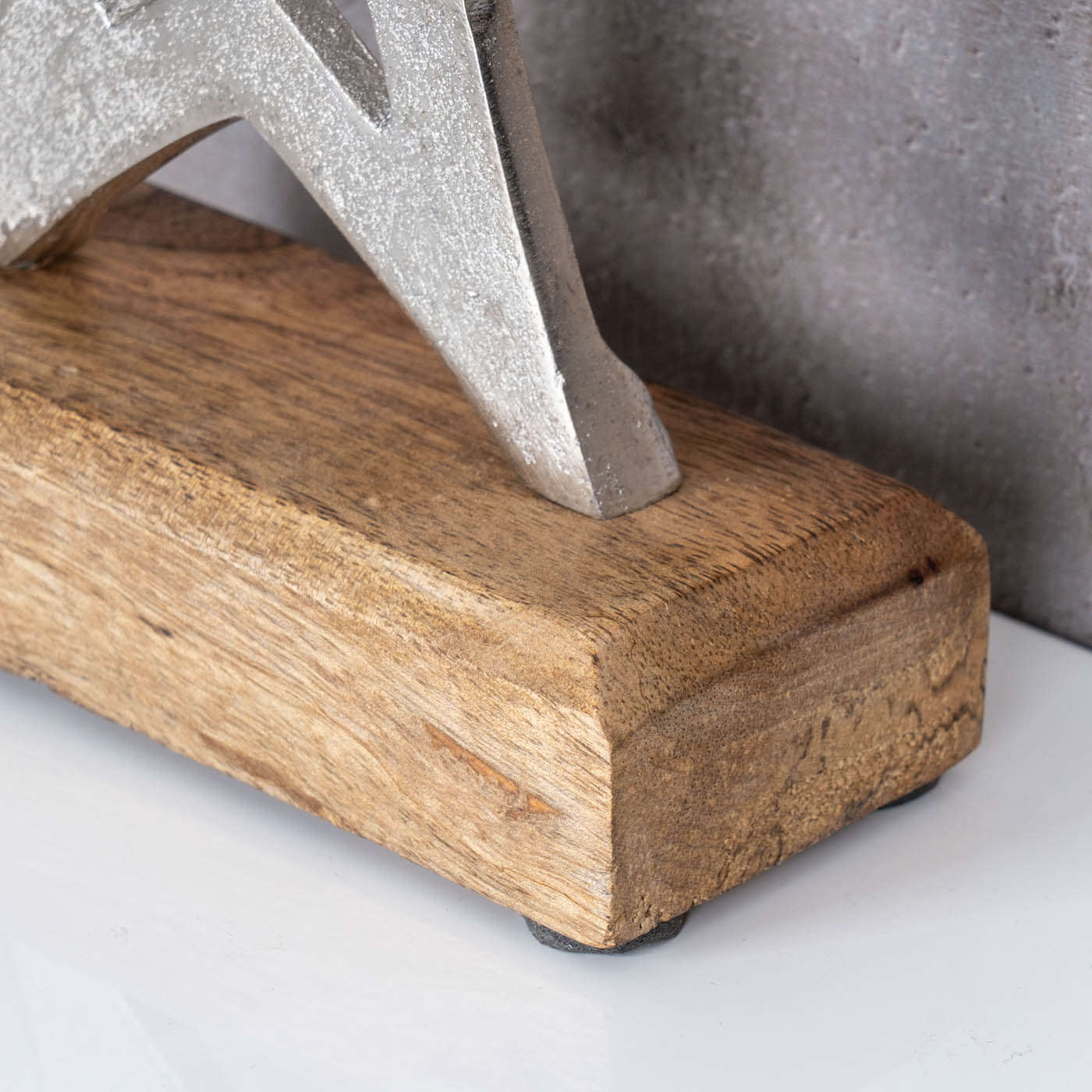 Stern 14x15cm Metall Mango Silber Braun Tischdeko Holz Metallstern Dekoration
