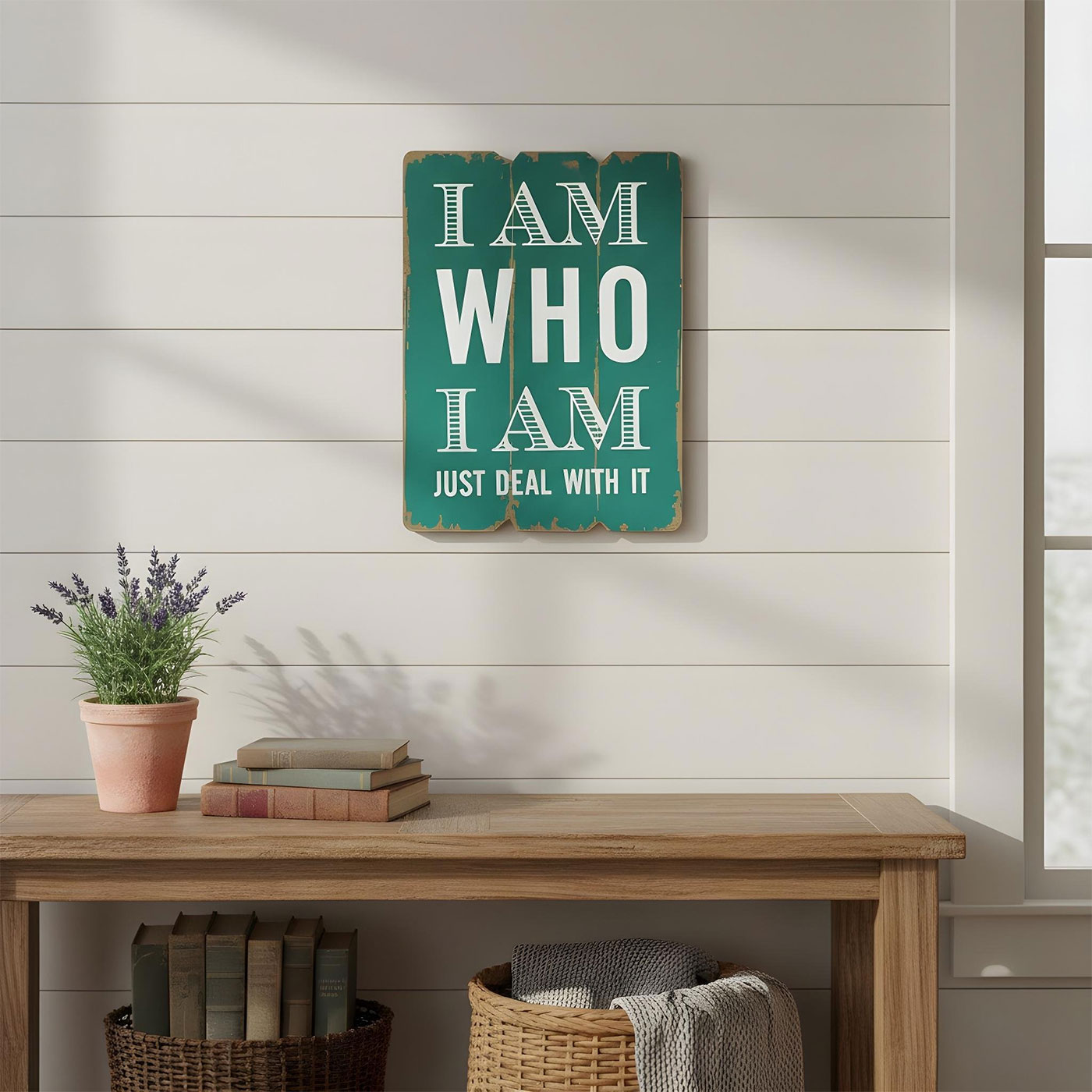 Wandbild Holz 28x21cm Grün Sprüche Sayings Shabby Chic Vintage Deko Schild