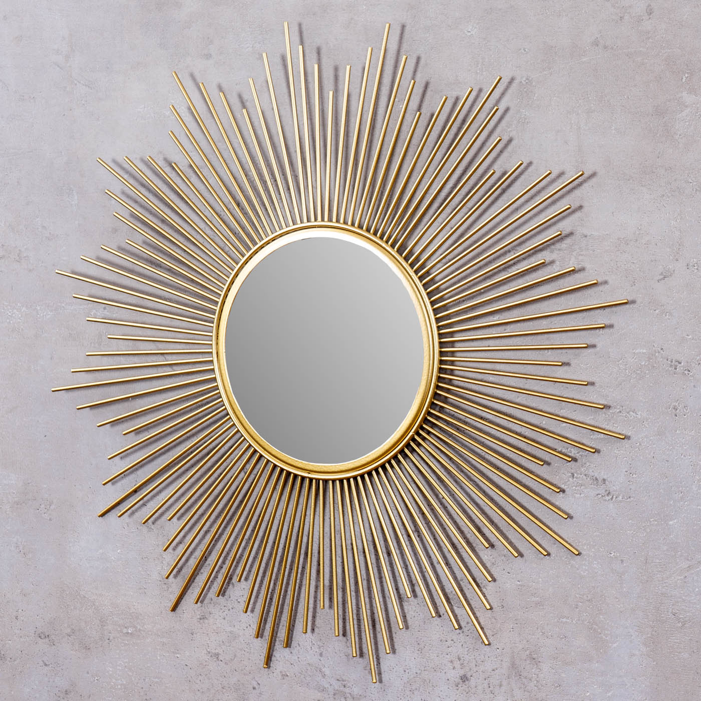Sonnenspiegel Gold Ø 50cm Metall Deko Goldene Sonne Spiegel Wandspiegel Boho