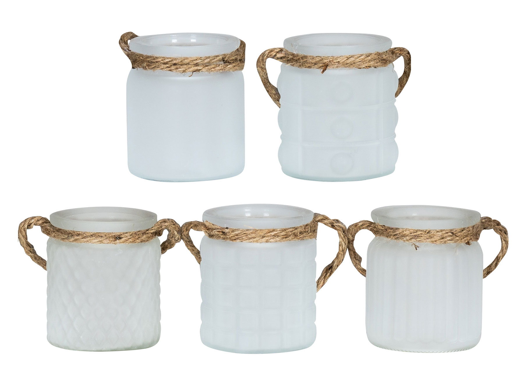 5er Set Windlicht H10cm Glas Weiß Klar Teelichthalter Tischdeko Kerzen Deko