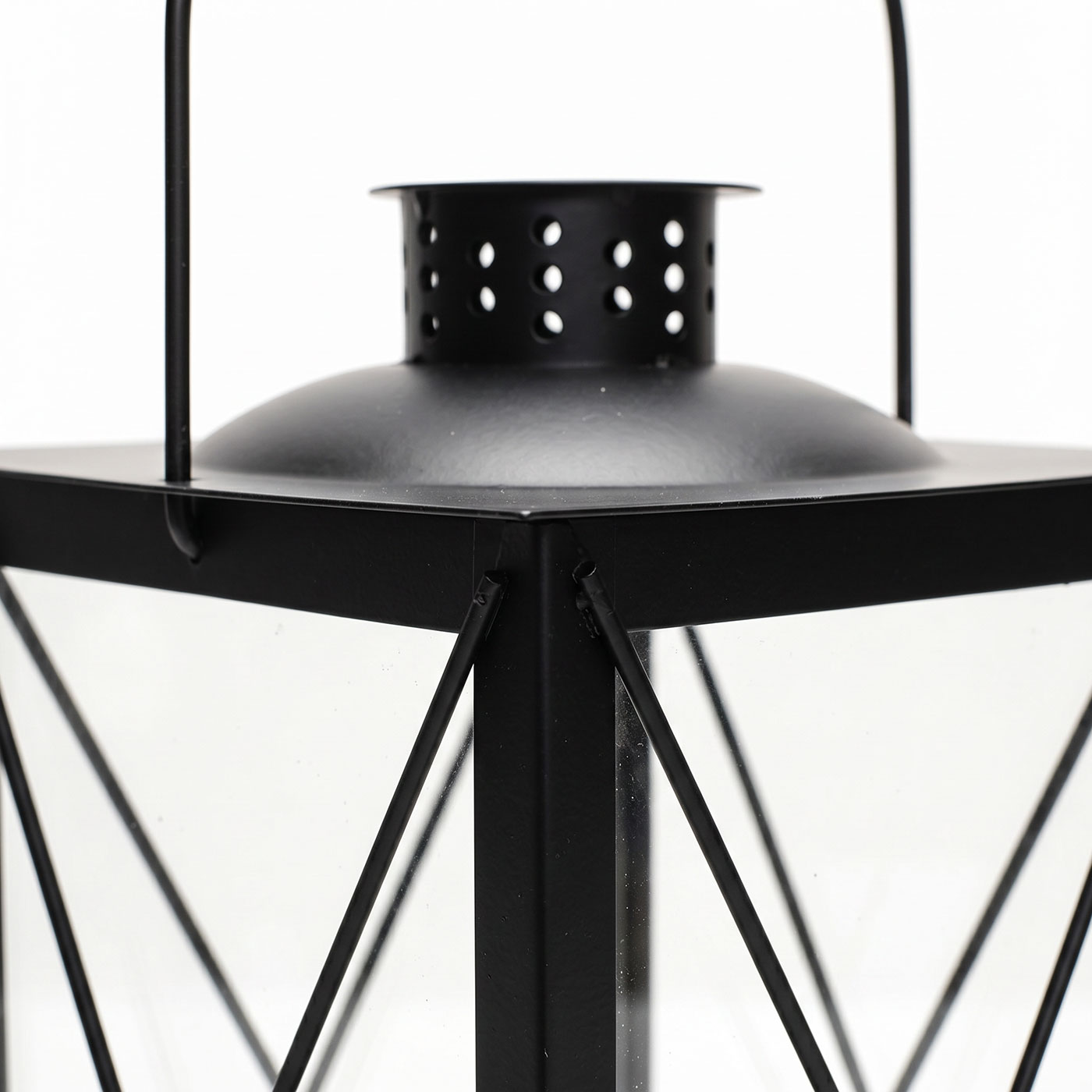 Deko Laterne Schwarz Metall Windlicht H30cm Glas Industrial Design Kerzenhalter