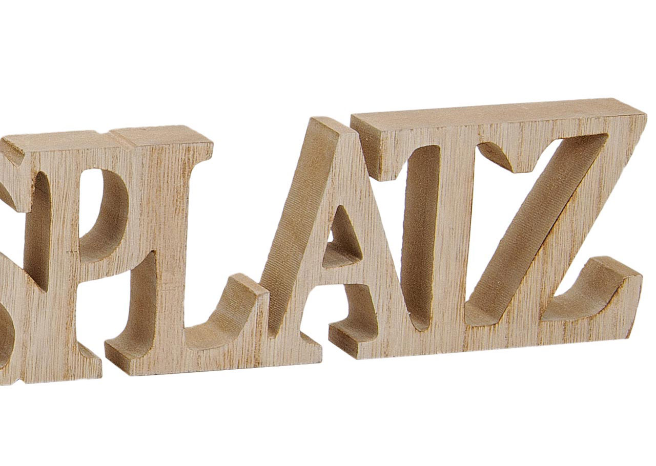 Buchstaben Lieblingsplatz 60x8x2,5cm Holz Natur Braun Schriftzug
