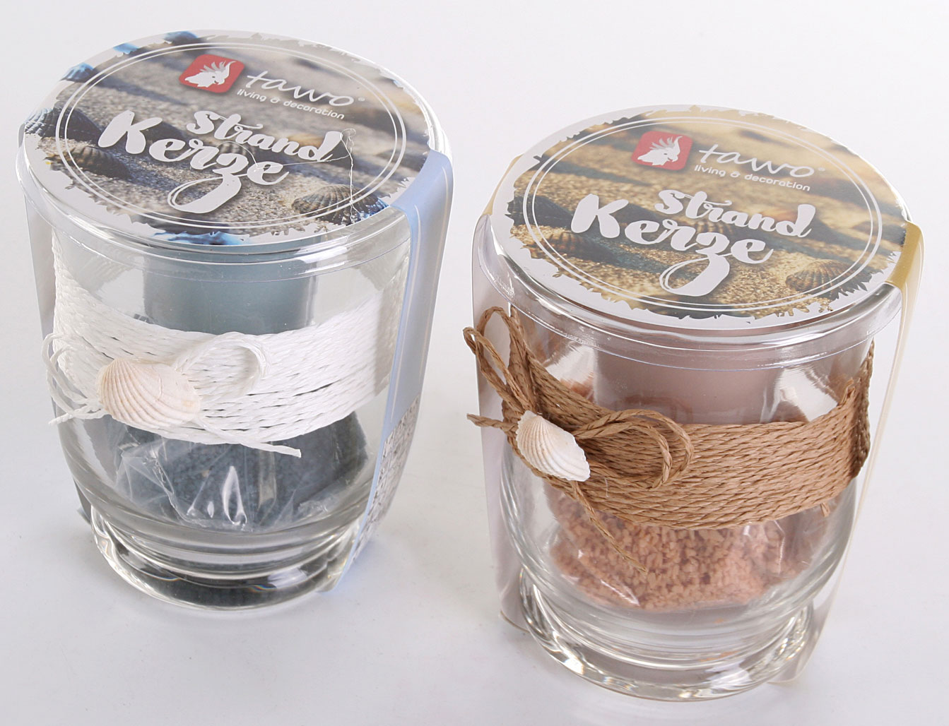 levandeo 2er Set Kerzen Glas Kerzengläser Maritim Strand Beach Kerzenständer