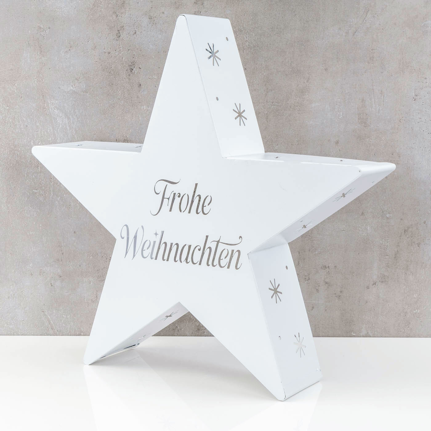 Kerzenhalter Stern H43cm Metall Windlicht Weiß Weihnachtsdeko Deko Aufsteller