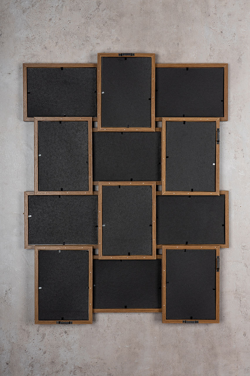 levandeo Bilderrahmen Collage 51x68cm 12 Fotos 13x18 Nussbaum MDF Holz Glas