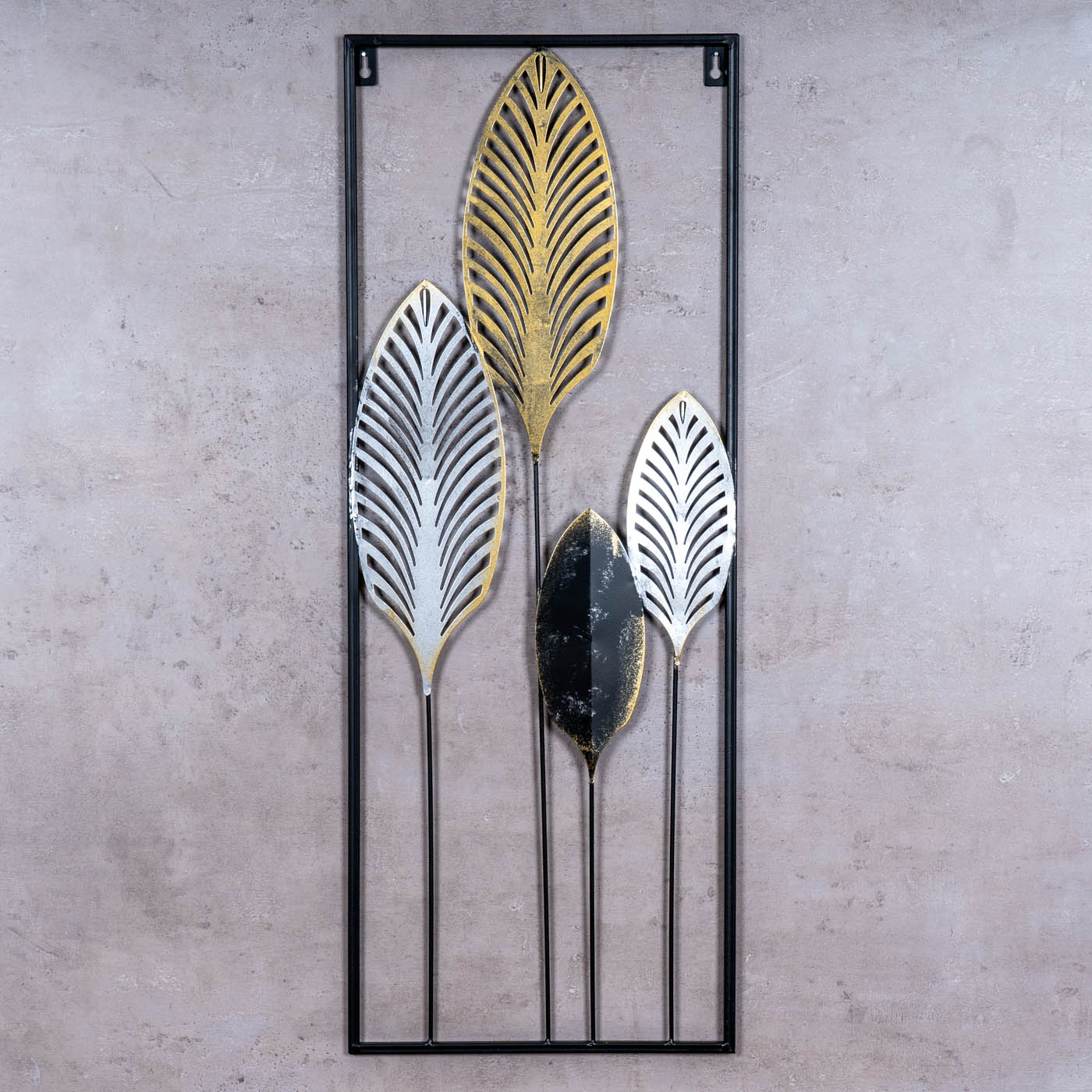 Wandbild H74cm Metallbild Gold Silber Schwarz Wanddeko Metall Industrial Deko