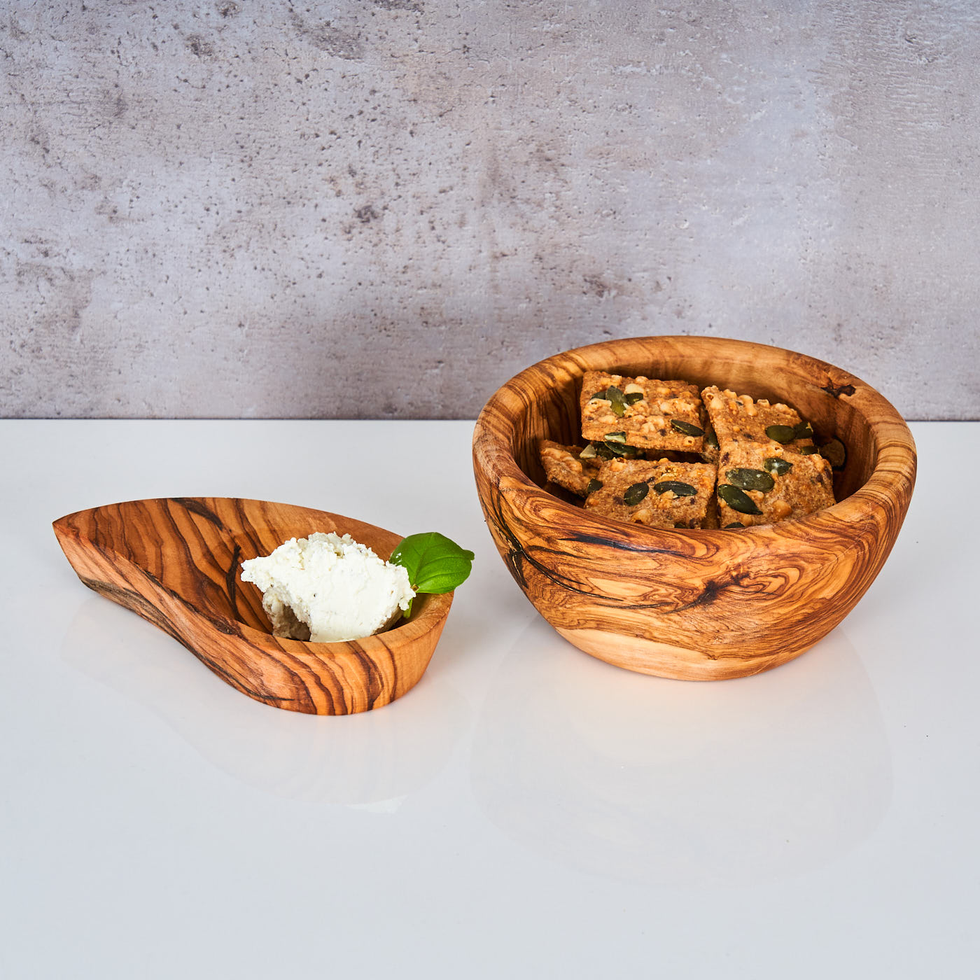 3er Set Dipschale 12x6cm Olivenholz Tropfen Mini-Schale Antipasti Schälchen Küche Unikat