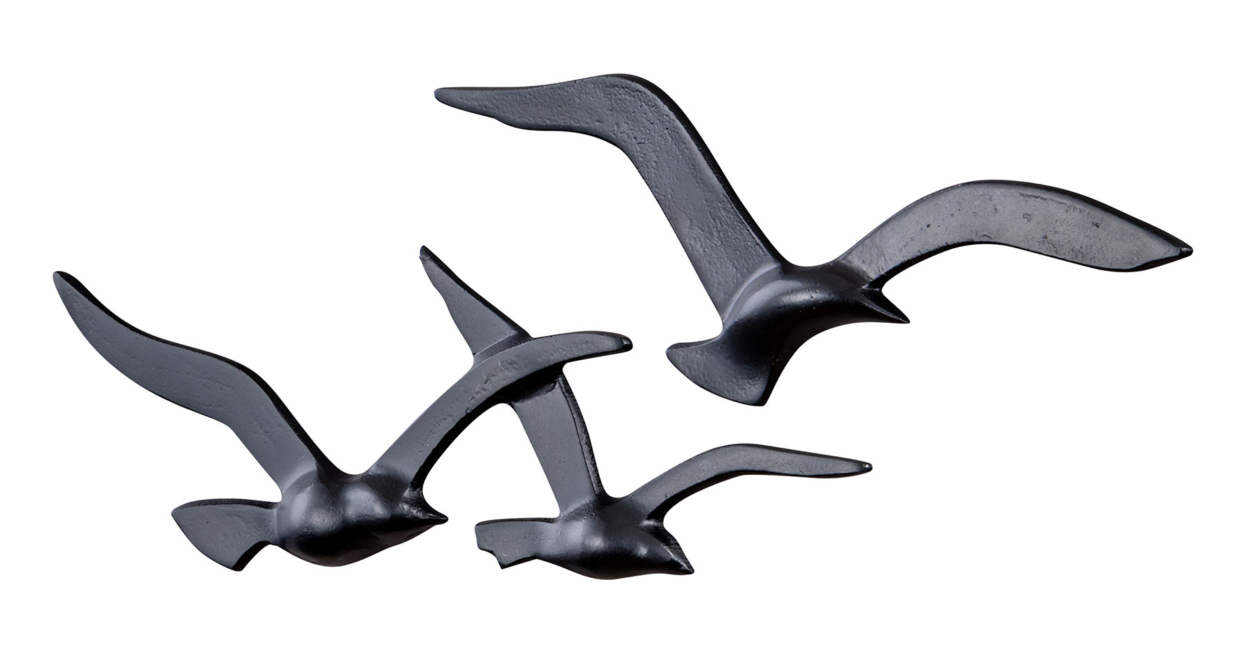 Wanddekoration Möwen Metall Schwarz Wandbild Maritim Wandskulptur Vogel Deko