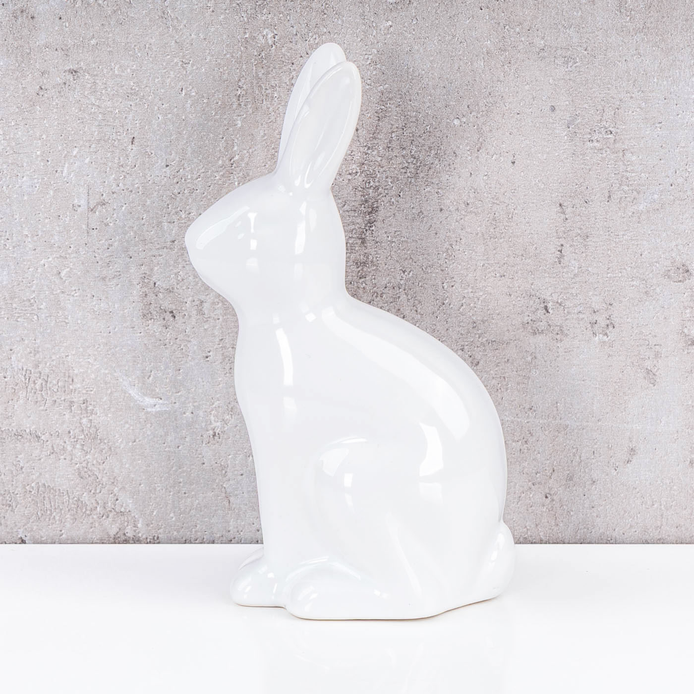 Deko Hase H16cm Weiß Keramik Figur Ostern Aufsteller Tischdeko Osterdeko