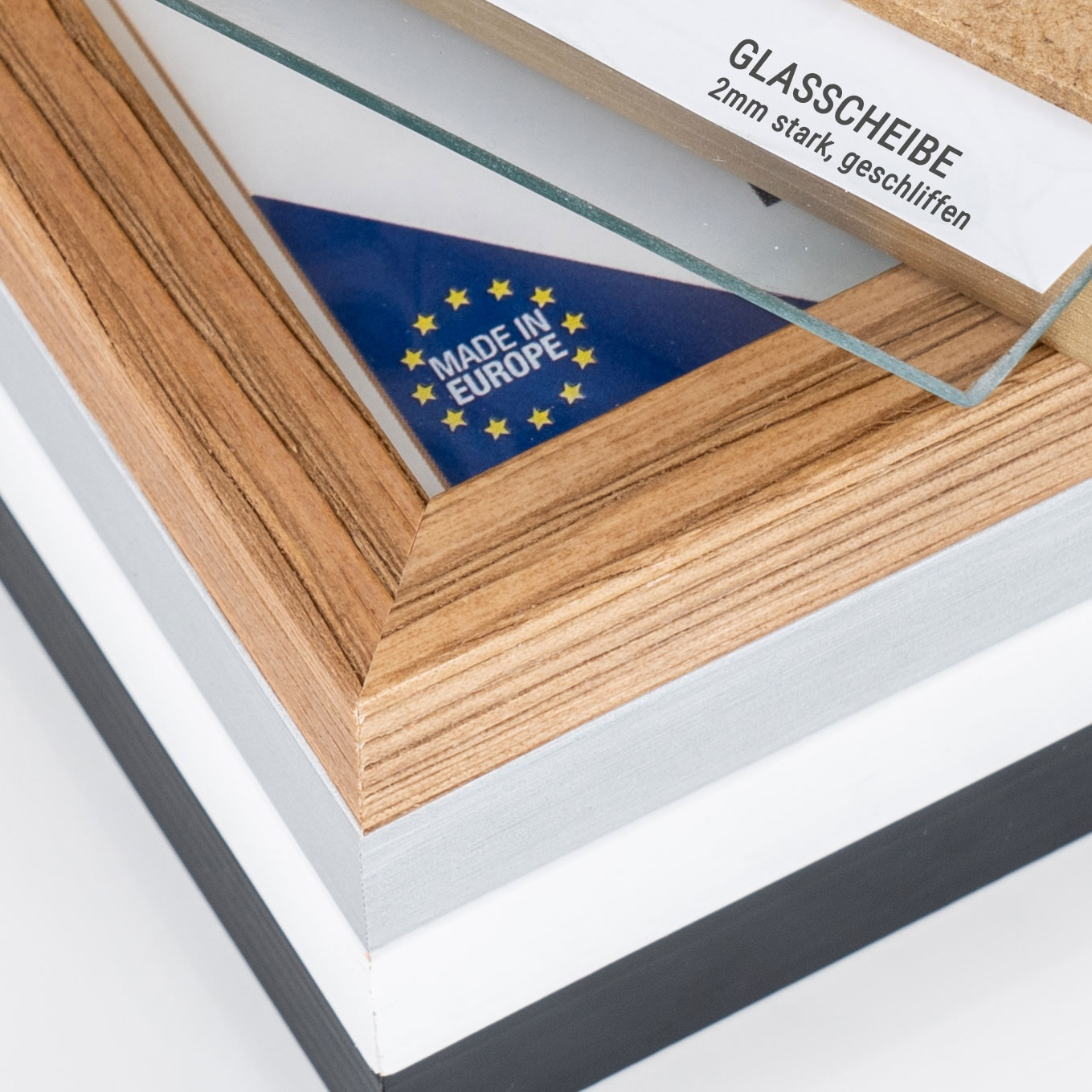 Bilderrahmen Echtholz Made in EU 13x18 Gold Glasscheibe Fotorahmen Kiefernholz