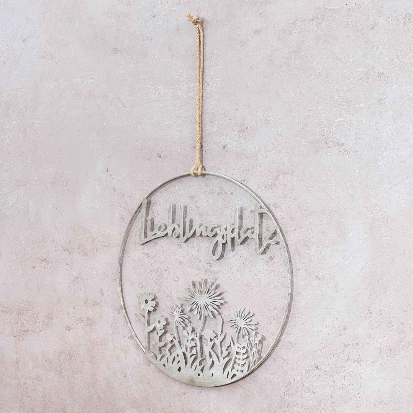 Wandbild Lieblingsplatz Ø30cm Grau Ring Wanddeko Metallbild Garten Deko Hänger