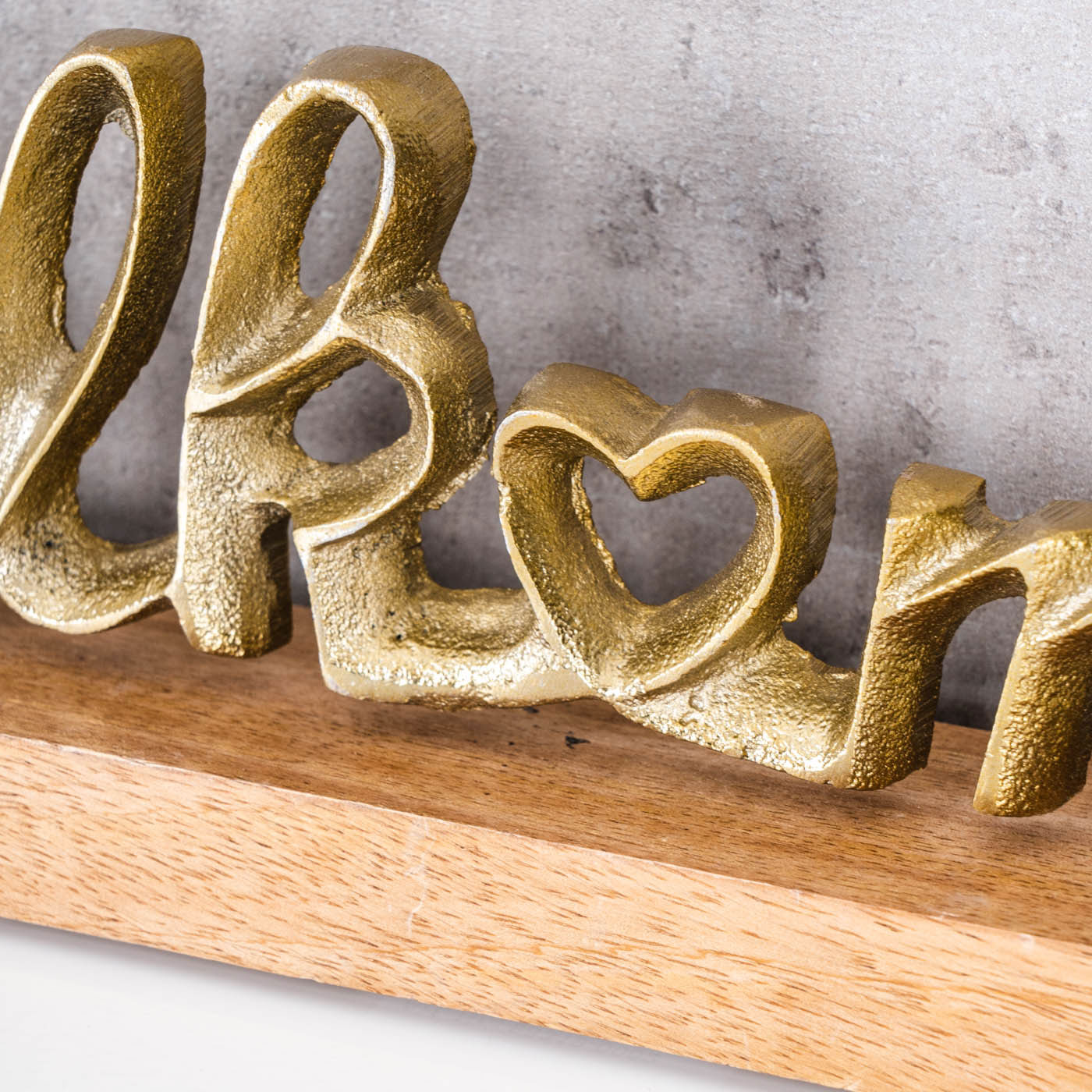 Willkommen Schriftzug L45cm Metall Mango Gold Holz Tischdeko Deko Aufsteller