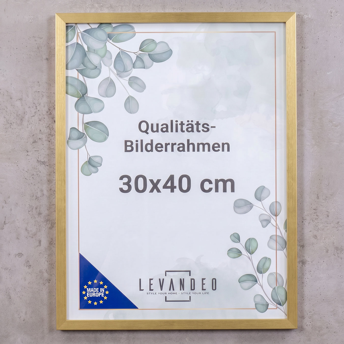 Posterrahmen 30x40 Gold MDF Holz Bilderrahmen Fotorahmen Wanddeko Kunstdrucke