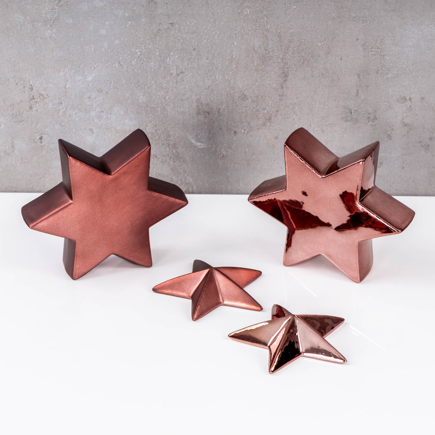 2er Set Deko Aufsteller Stern H12cm Porzellan Bordeaux Rot Tischdeko Weihnachtsdeko