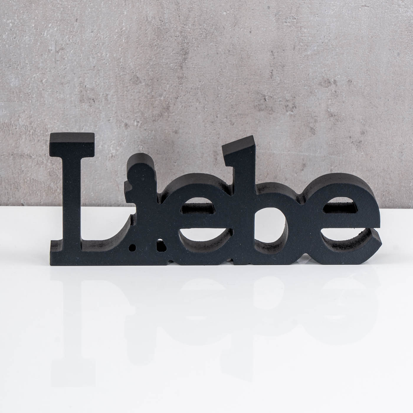 3er Set Schriftzug Lebe Liebe Lache Schwarz MDF Holz Deko Aufsteller Tischdeko