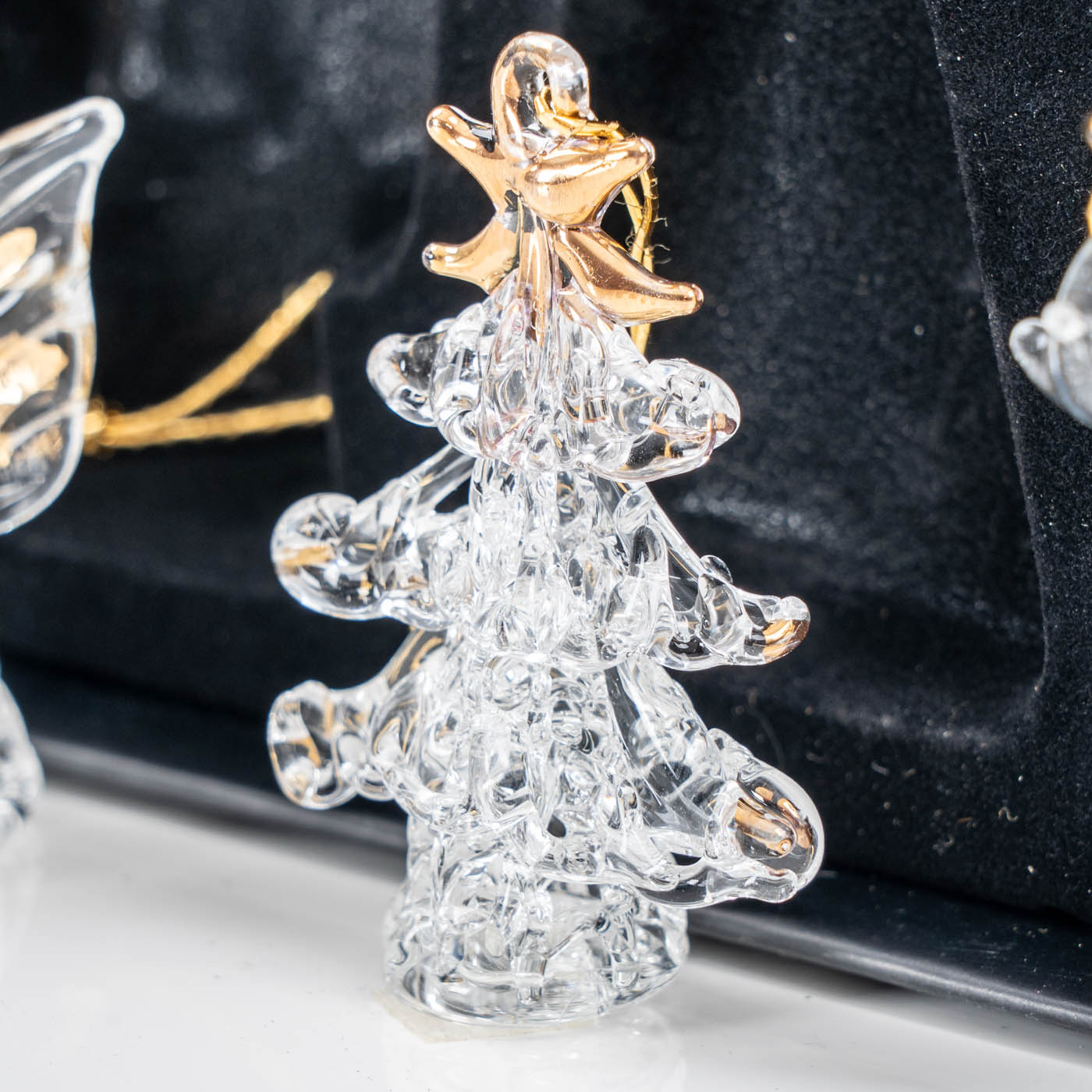 3er Set Deko-Anhänger Engel Rentier Baum Glas Baumschmuck Deko Christbaumschmuck