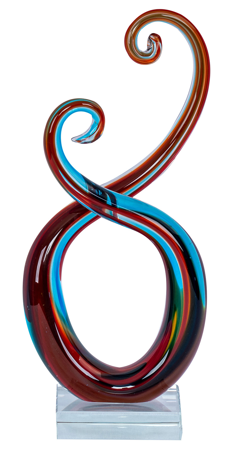 Skulptur H28cm Glas Glasdeko Blau Rot Deko Design Figur Unikat Tischdeko Geschenk