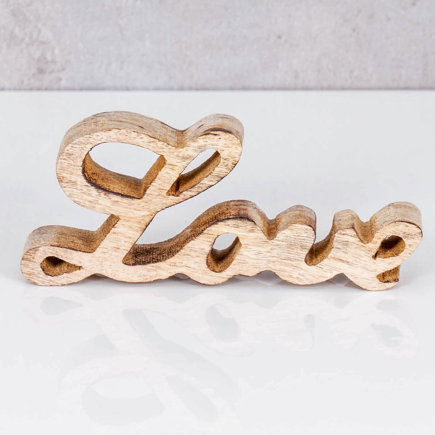 Schriftzug Set Love Hope BxH 14x7cm Braun Mango Holz Natur Deko Aufsteller Liebe
