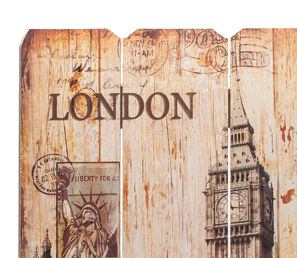 Holzbild Holzschild London BigBen Schild Wandbild Dekoschild Vintage