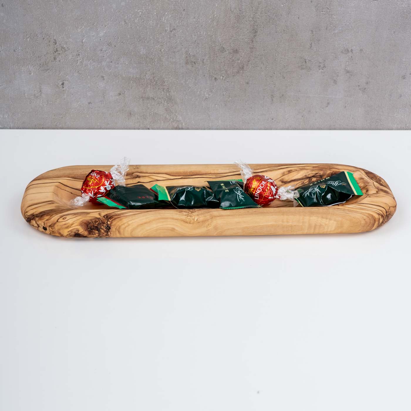 Tablett Holz 33x12cm Olivenholz Ablage Natur Unikat Organizer Küche Tischdeko