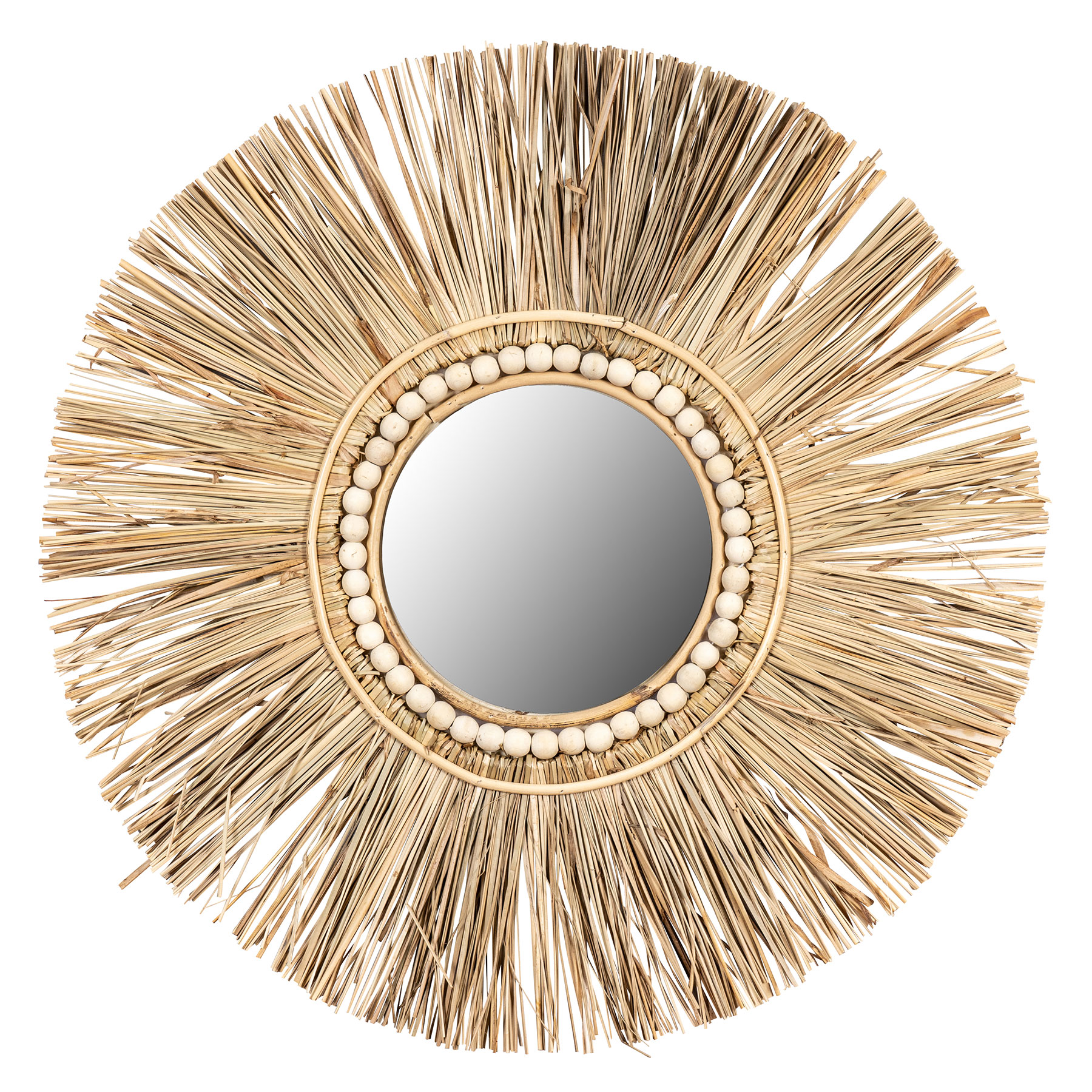 Spiegel Seegras Ø 55cm Wandspiegel Flurspiegel Wanddeko Boho Deko Nature Home