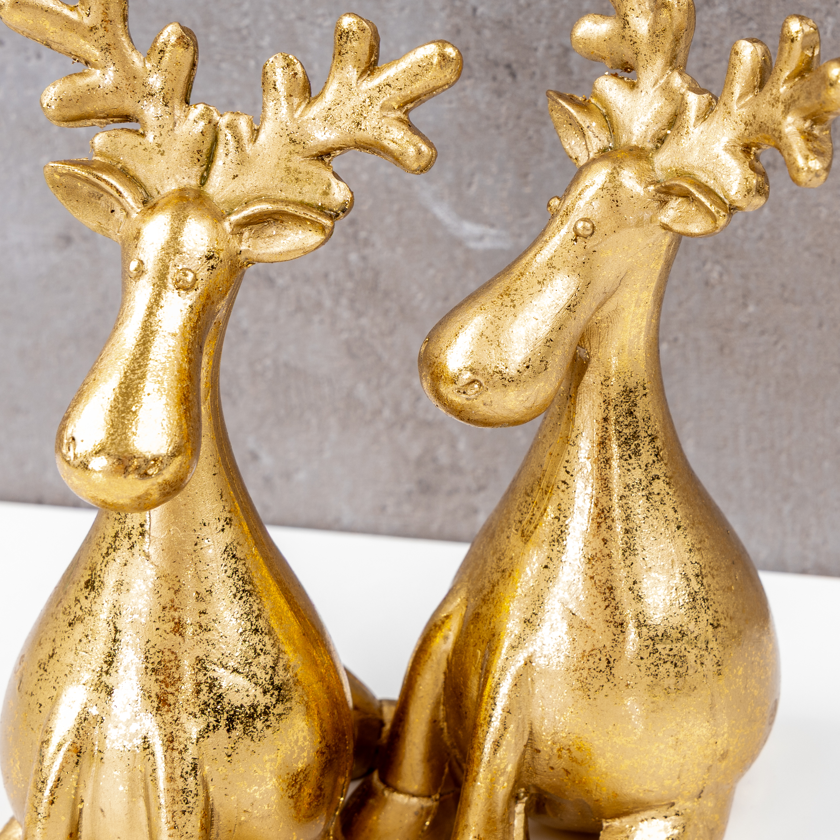 2er Set Rentiere Gold Deko Aufsteller Hirsche Tischdeko Weihnachtsdeko Figur
