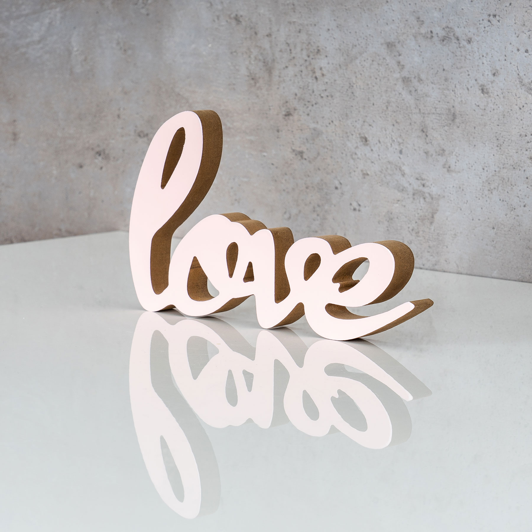 Schriftzug Love L22,5cm Pastell Rosa Holz Tischdeko Deko Aufsteller Wohndeko
