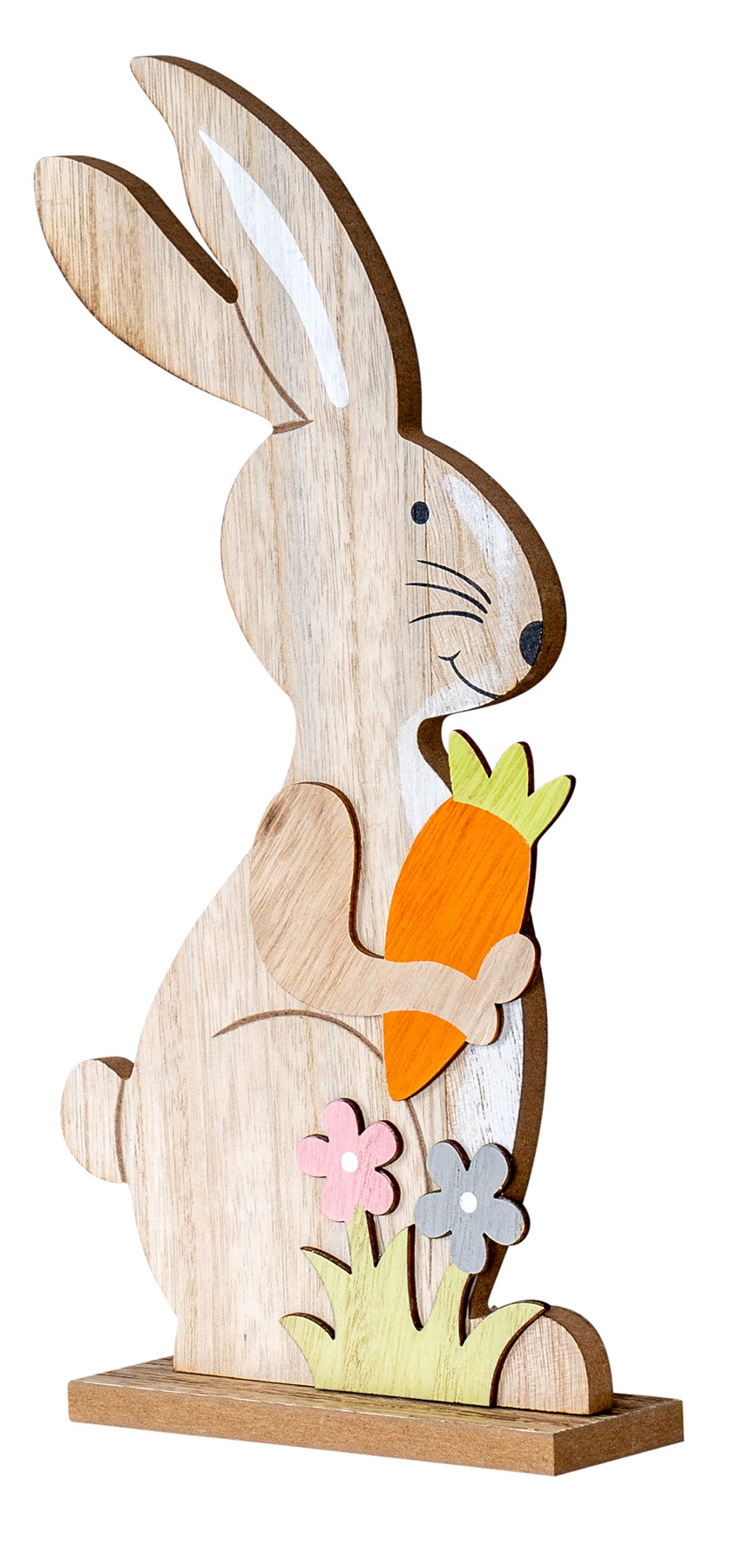 Aufsteller Hase H30cm Holz Natur Karotte Osterhase Oster-Deko Tischdeko Figur