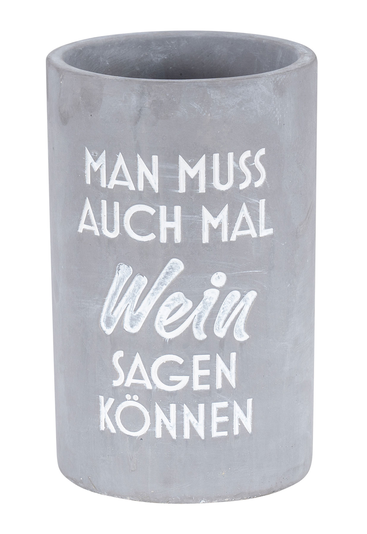 Weinkühler Beton Grau H21cm Flaschenkühler Spruch Wein Sektkühler Tischdeko